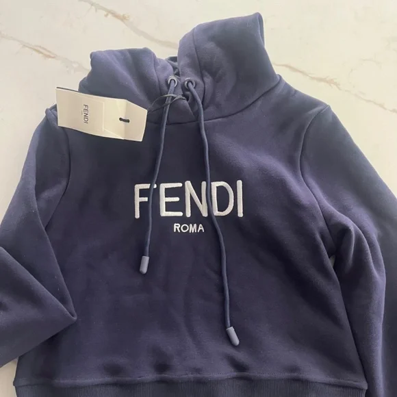 Fendi Navy Cropped hoodie - Picture 2 of 7